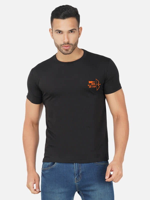 CHOZI Pack of 1 Cotton Regular Fit Men's T-Shirt ( Black )