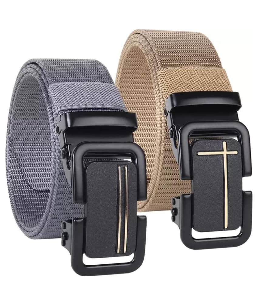 Clock21 - Gray Nylon Men's Casual Belt ( Pack of 2 )