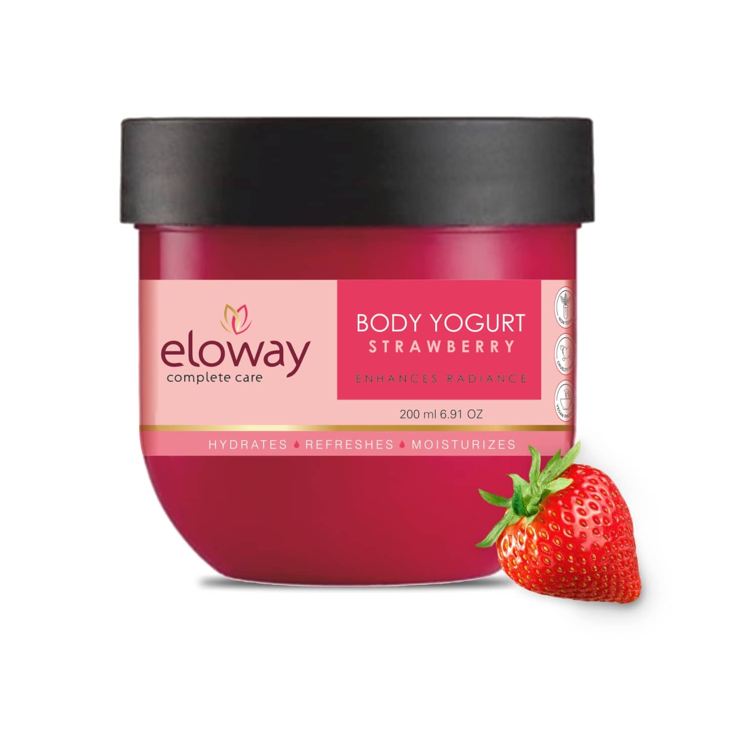 Eloway Body Yogurt / Body Butter - Strawberry Flavor, Moisturized & Glowing Skin (200 ml)
