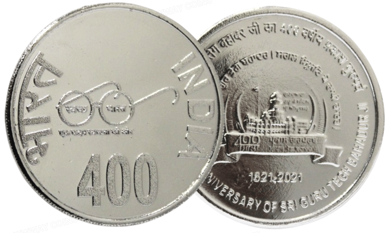    			Extremely Rare* 400 Rupees 2021 (Sri Guru Tegh Bahadur Ji) Very Collectible Silver-plated Coin