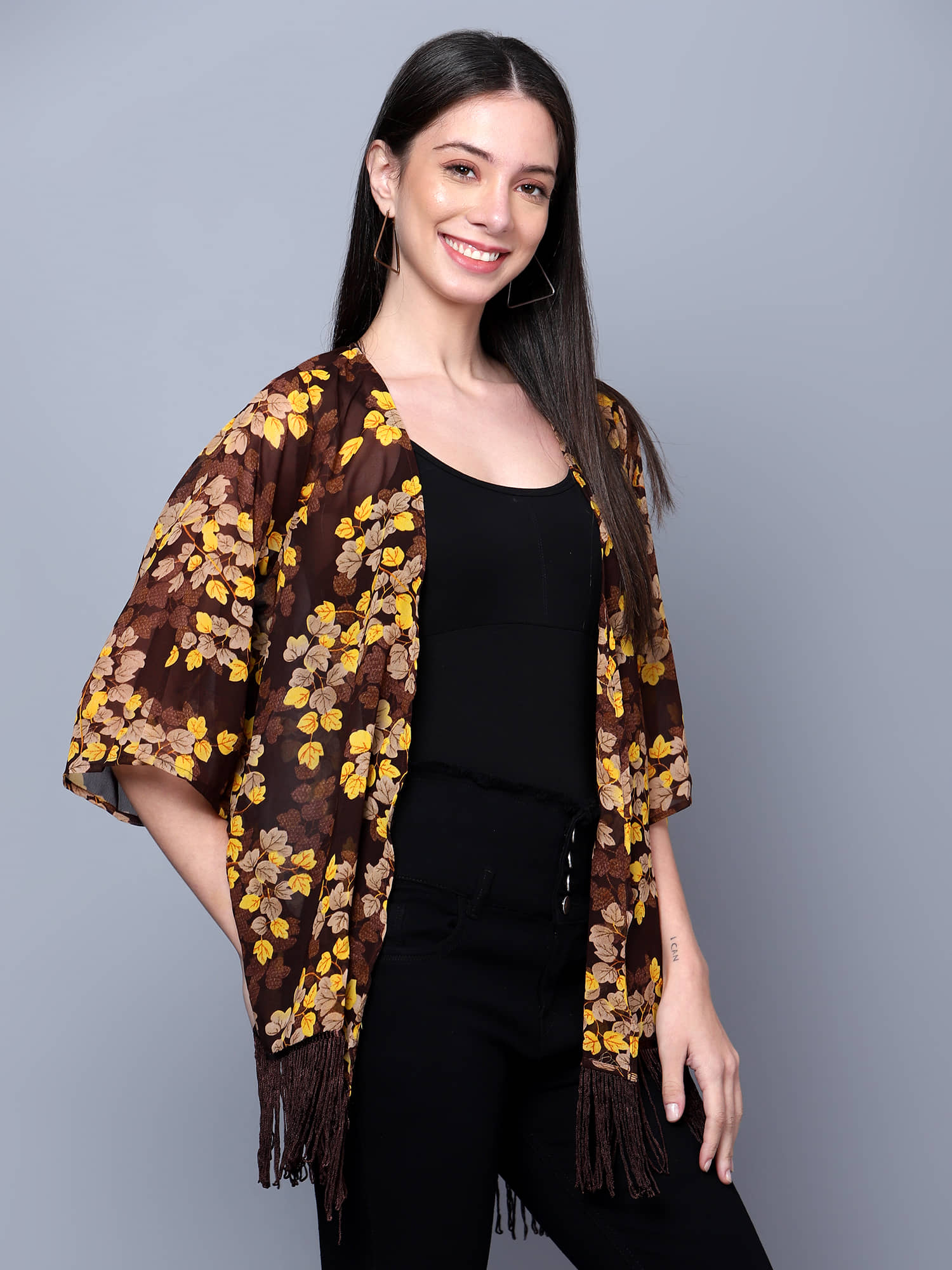 GALWIZ Georgette Women's Shrugs - Brown ( )