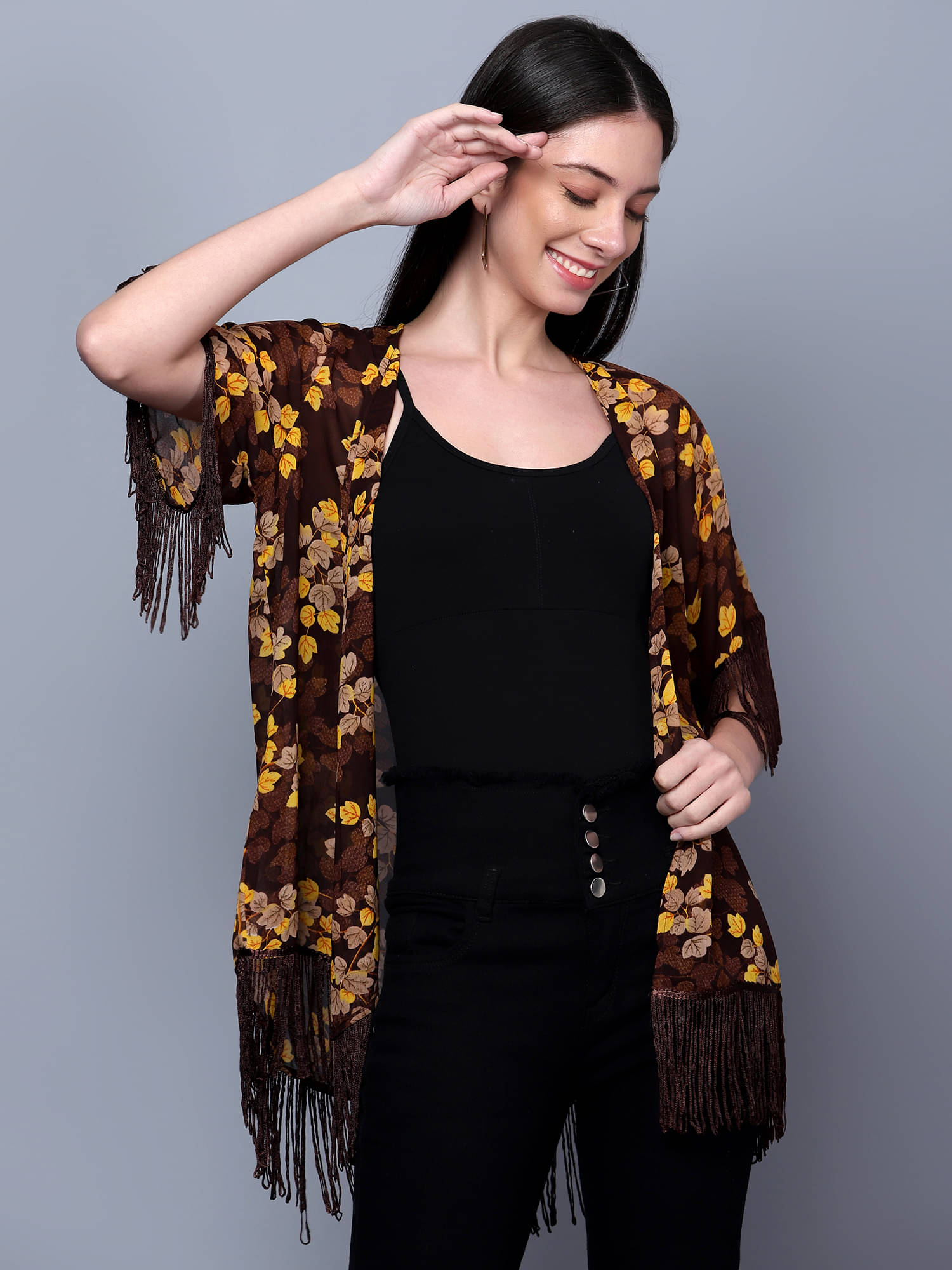     			GALWIZ Georgette Women's Shrugs - Brown ( )
