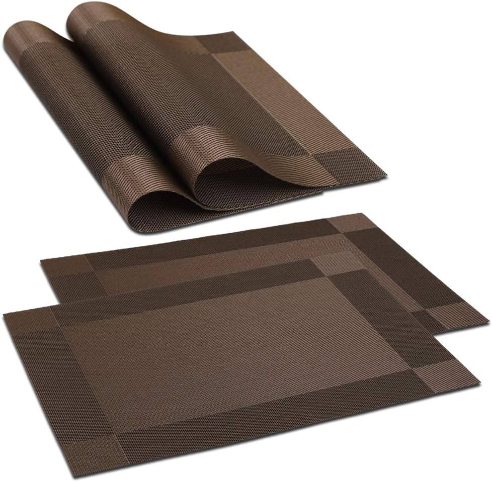     			PVC Solid Rectangle Table Mats ( 45 cm x 30 cm ) Pack of 4 - Brown