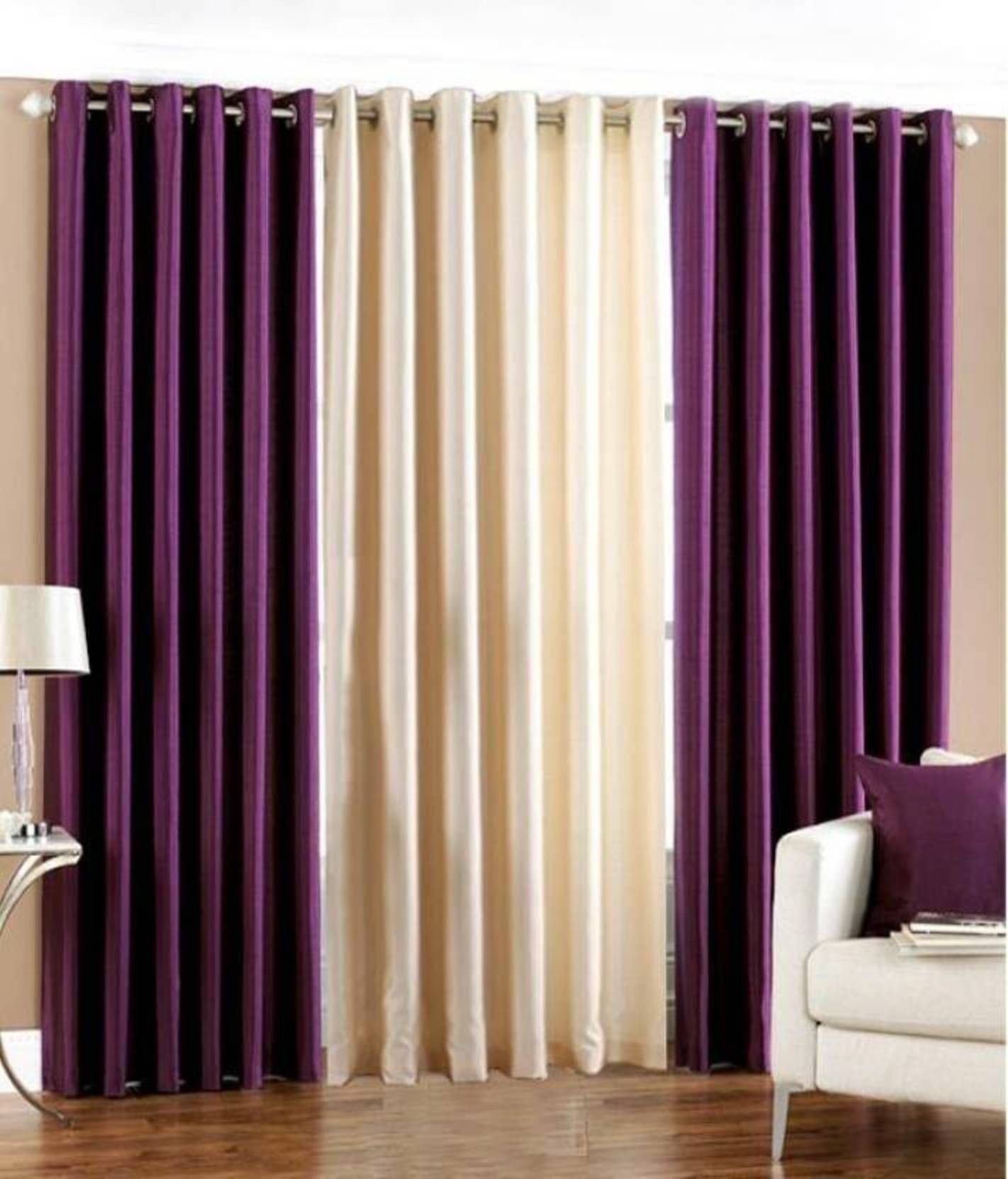 BELLA TRUE Solid SemiTransparent Eyelet Curtain 5 ft ( Pack of 3 ) Purple BELLA TRUE Solid SemiTransparent Eyelet Curtain 5 ft ( Pack of 3 ) Purple