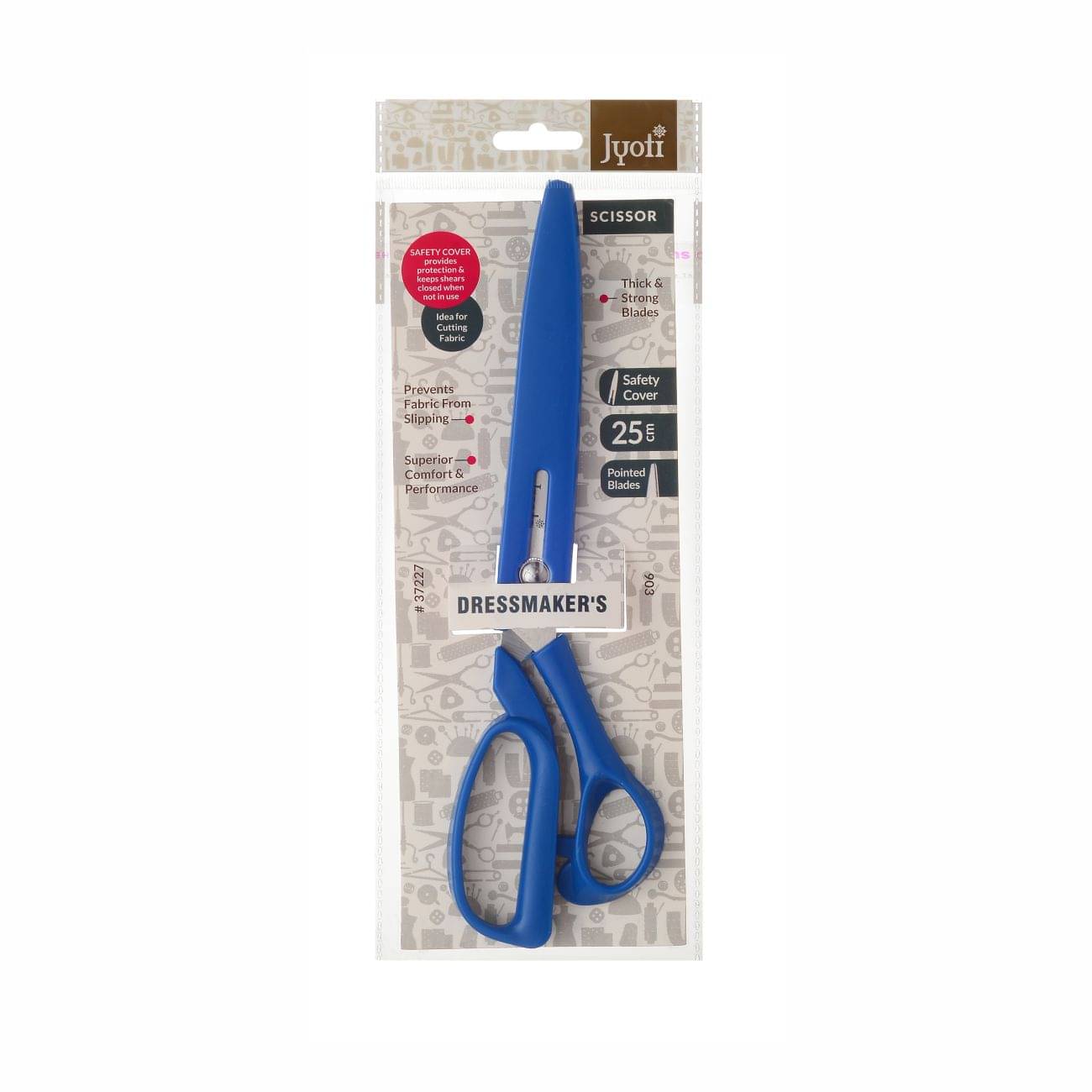 Jyoti Scissor for Dressmaker's Use - 903 (9 Inch) Stainless Steel Blades & Plastic Handle with Safety Cover, Pointed Blades - Pack of 10     			Jyoti Scissor for Dressmaker's Use - 903 (9 Inch) Stainless Steel Blades & Plastic Handle with Safety Cover, Pointed Blades - Pack of 10