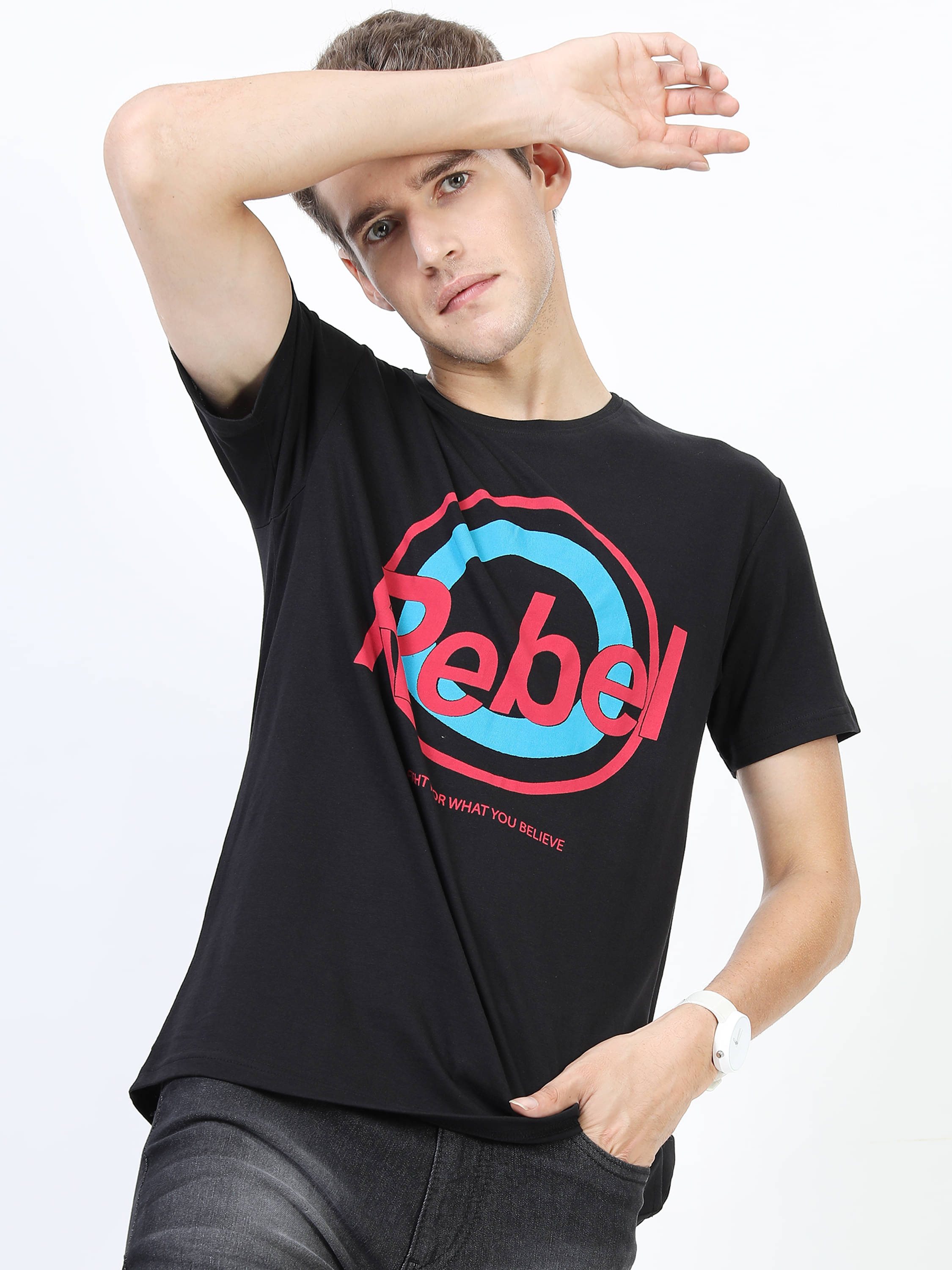     			Ketch Pack of 1 100% Cotton Slim Fit Men's T-Shirt ( Black )