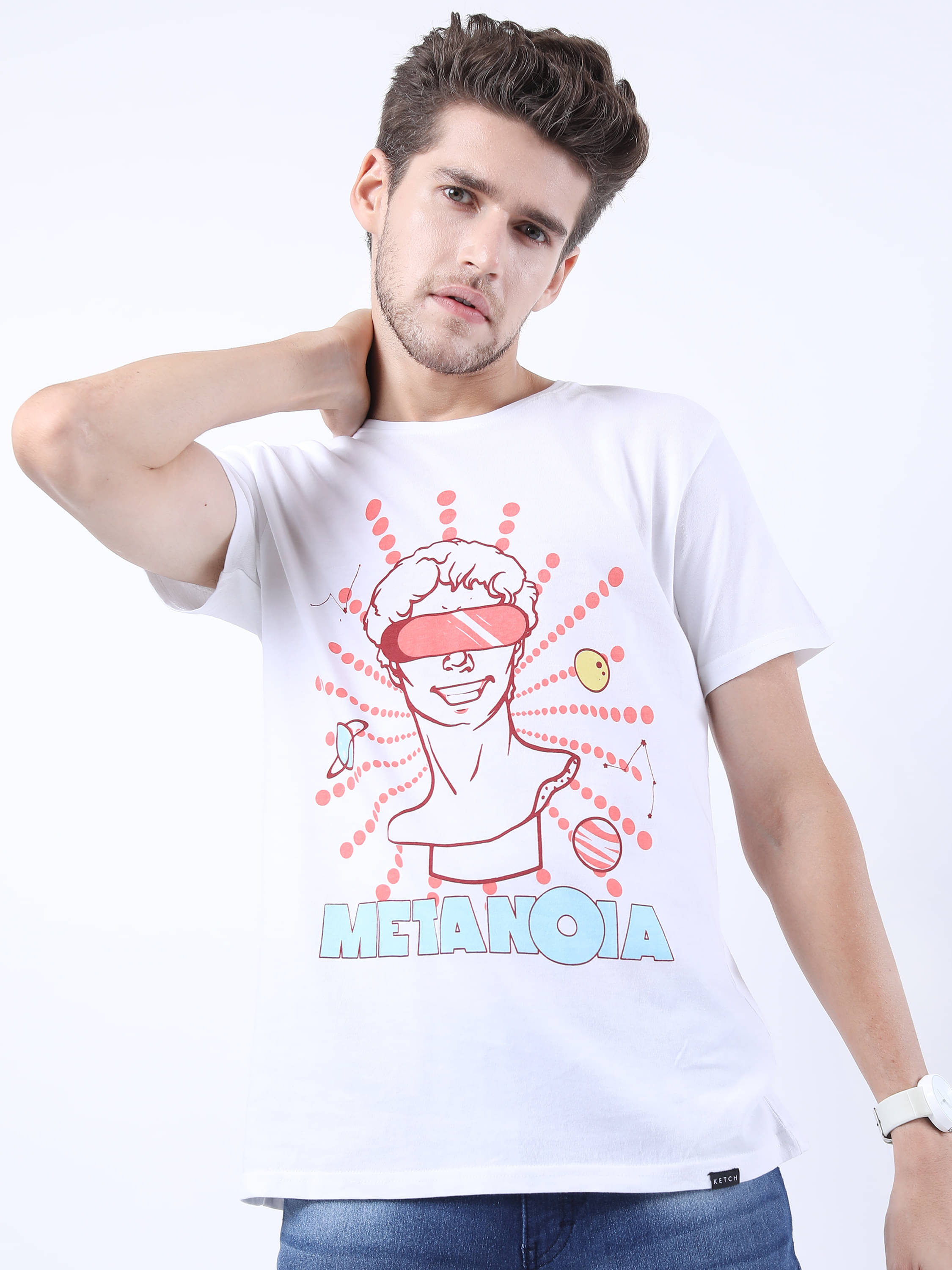     			Ketch Pack of 1 100% Cotton Slim Fit Men's T-Shirt ( White )