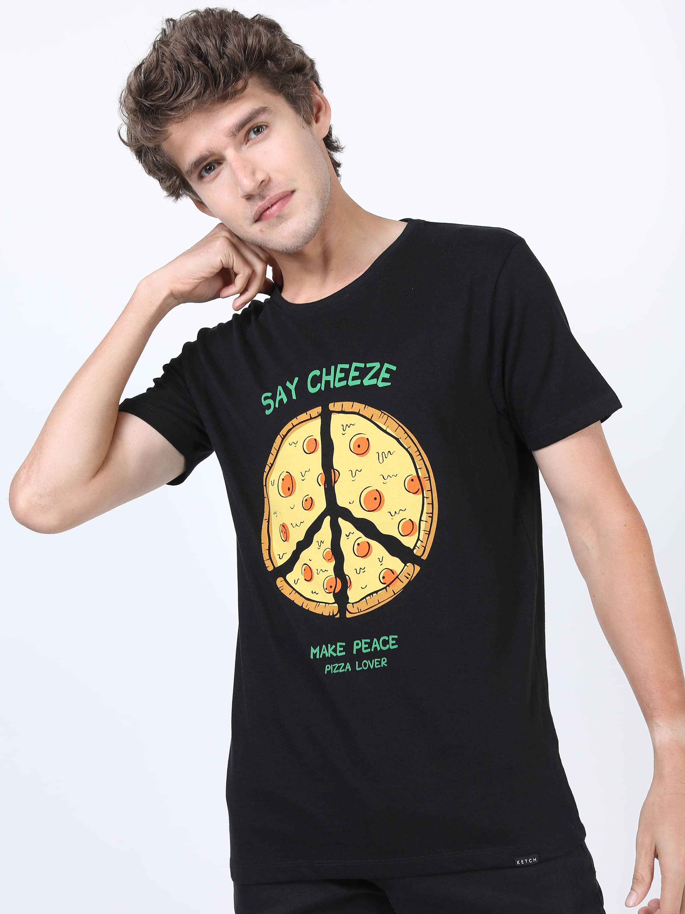 Ketch Pack of 1 100% Cotton Slim Fit Men's T-Shirt ( Black )
