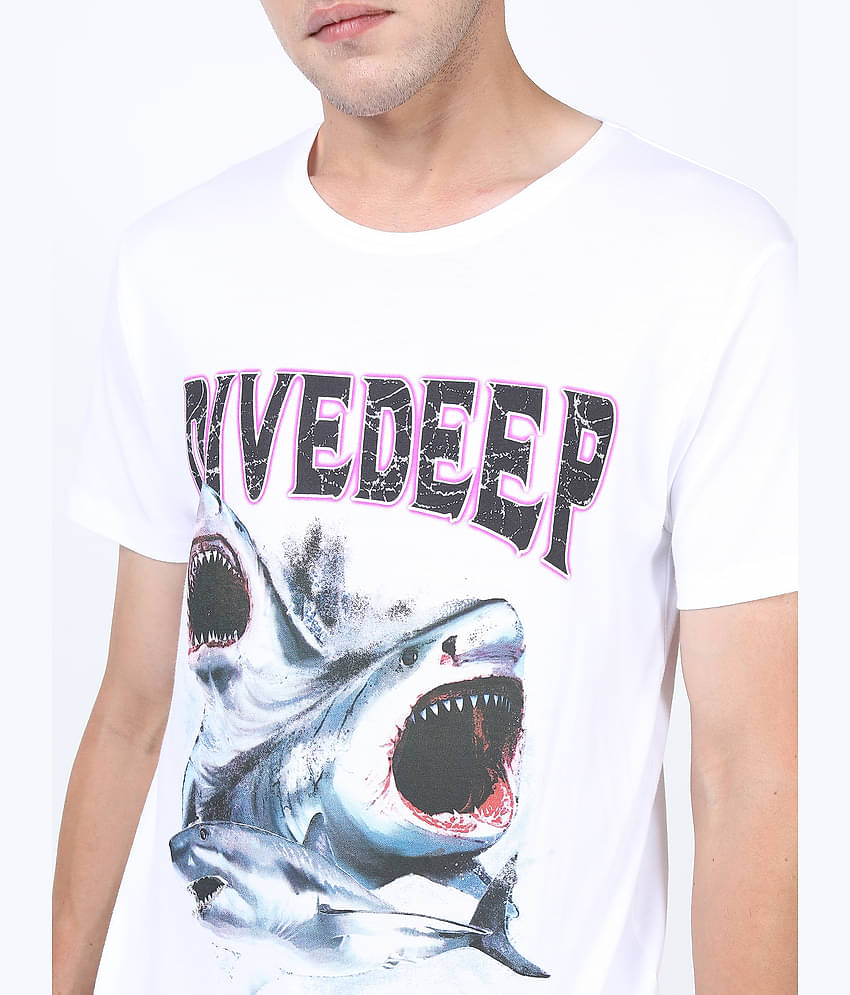 Ketch Pack of 1 100% Cotton Slim Fit Men's T-Shirt ( White )