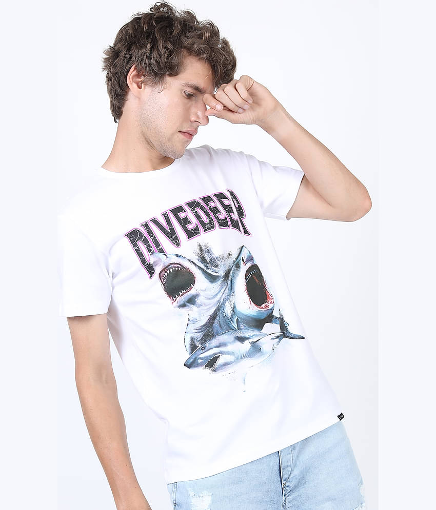 Ketch Pack of 1 100% Cotton Slim Fit Men's T-Shirt ( White )