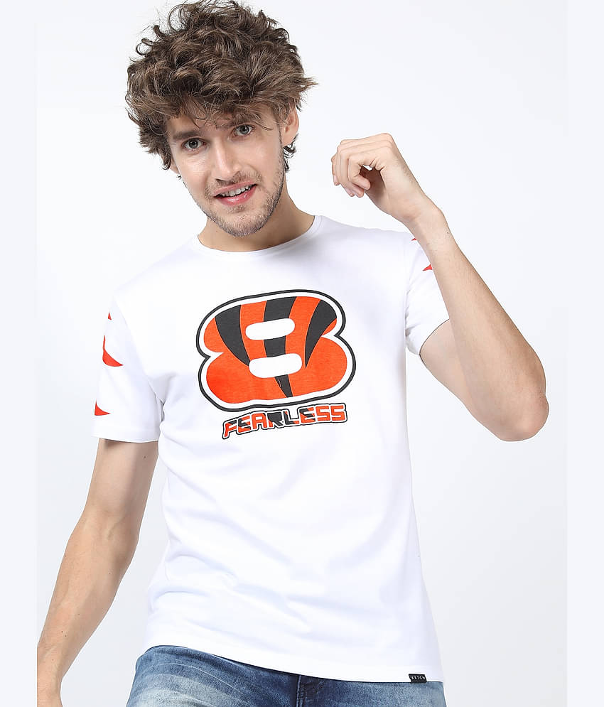 Ketch Pack of 1 100% Cotton Slim Fit Men's T-Shirt ( White )