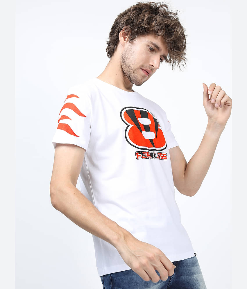 Ketch Pack of 1 100% Cotton Slim Fit Men's T-Shirt ( White )