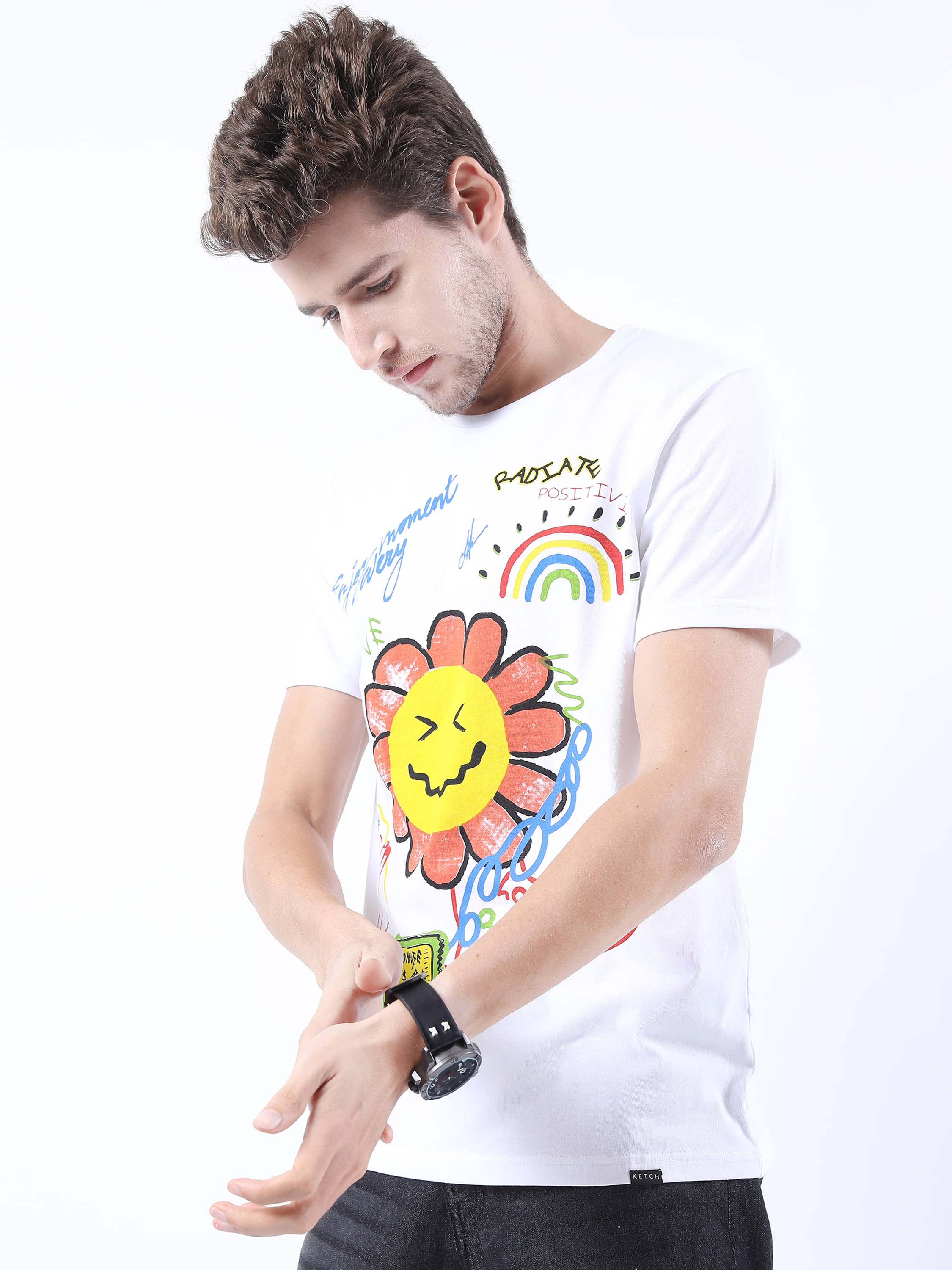     			Ketch Pack of 1 100% Cotton Slim Fit Men's T-Shirt ( White )