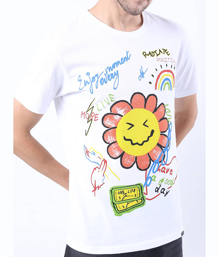 Ketch Pack of 1 100% Cotton Slim Fit Men's T-Shirt ( White )