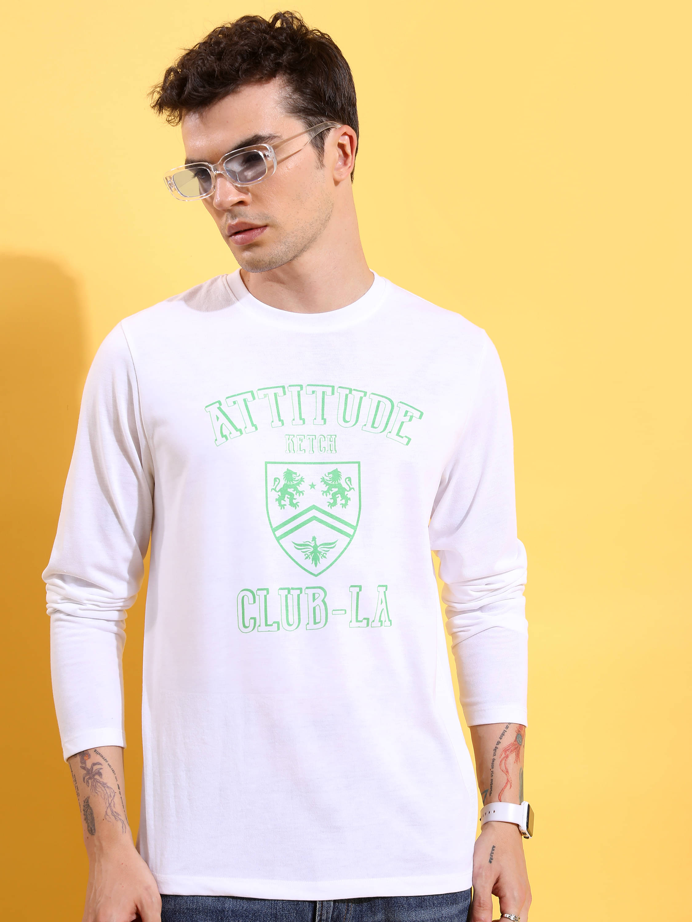 Ketch Polyester Relaxed Fit Printed Full Sleeves Men's T-Shirt - White ( Pack of 1 ) Ketch Polyester Relaxed Fit Printed Full Sleeves Men's T-Shirt - White ( Pack of 1 )
