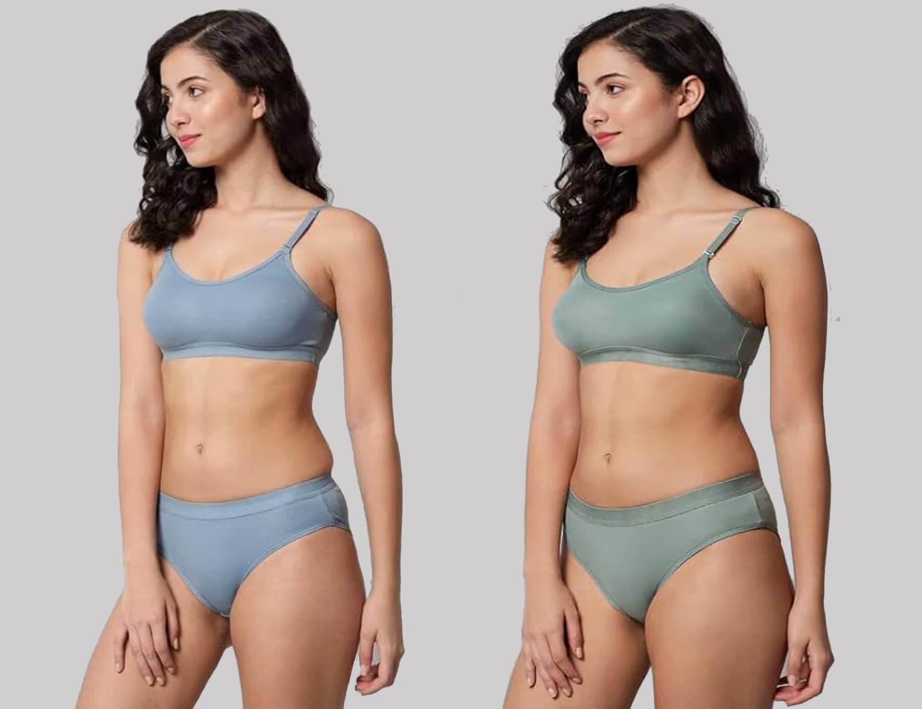 Kiran Enterprises Pack of 2 Cotton Women's Bra & Panty Set ( Blue )