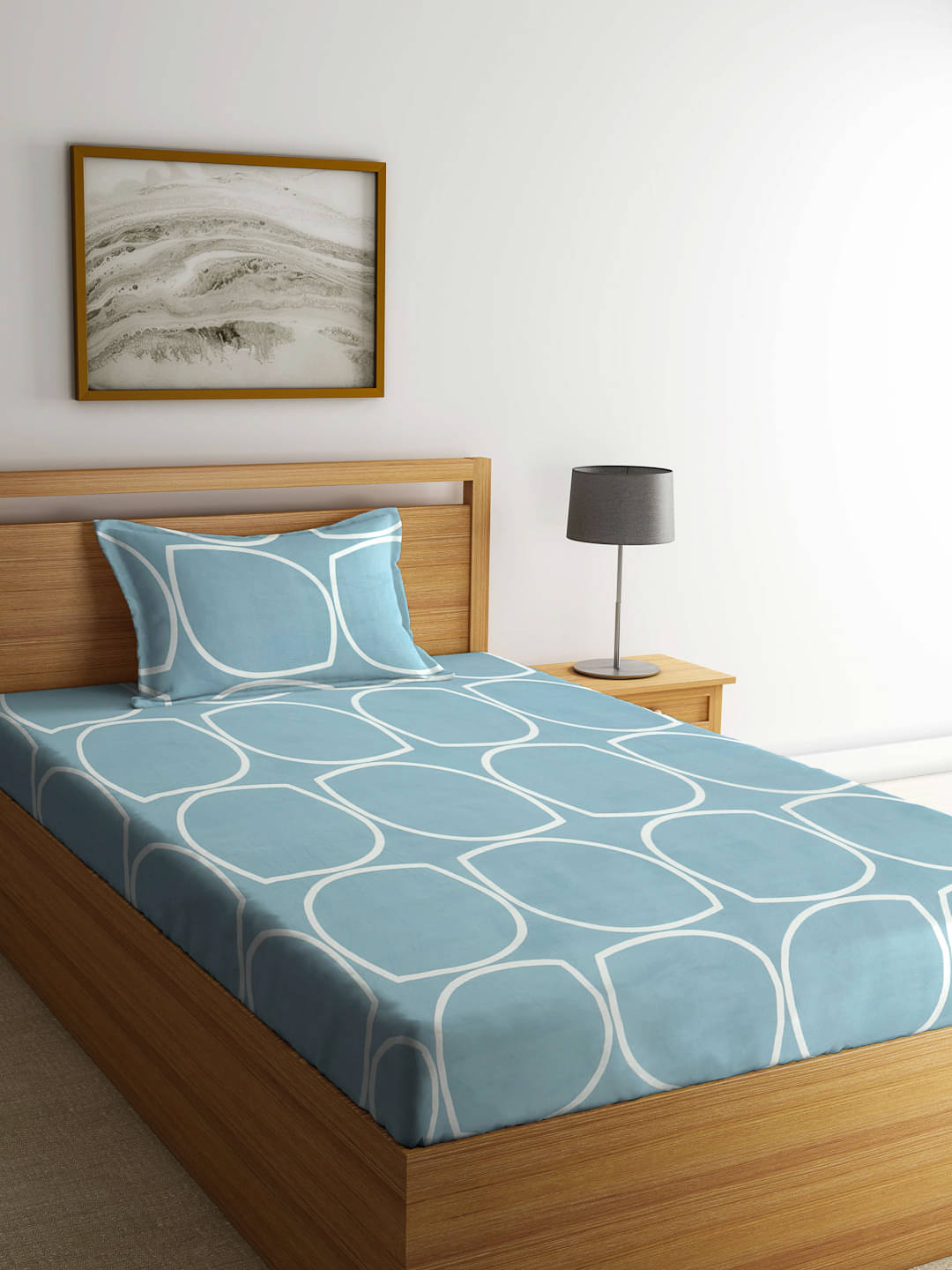 Klotthe Poly Cotton 1 Single Bedsheet with 1 Pillow Cover ( Sky Blue ) Klotthe Poly Cotton 1 Single Bedsheet with 1 Pillow Cover ( Sky Blue )