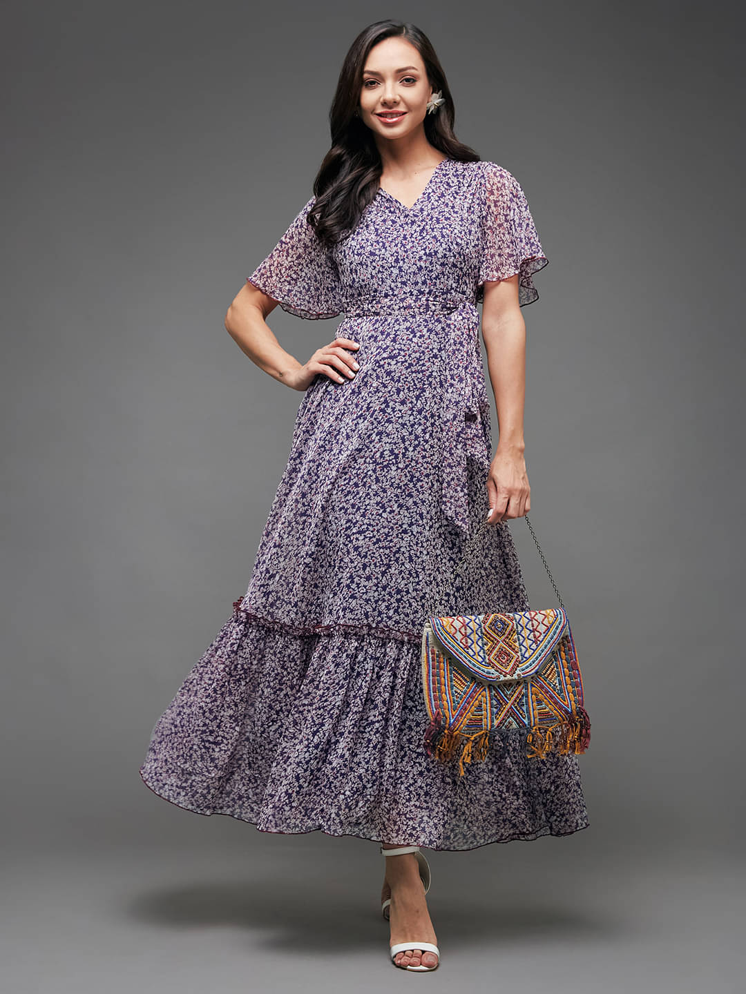 Miss Chase Women Chiffon Printed Fit & Flare Dress ( Multicolor ) Miss Chase Women Chiffon Printed Fit & Flare Dress ( Multicolor )