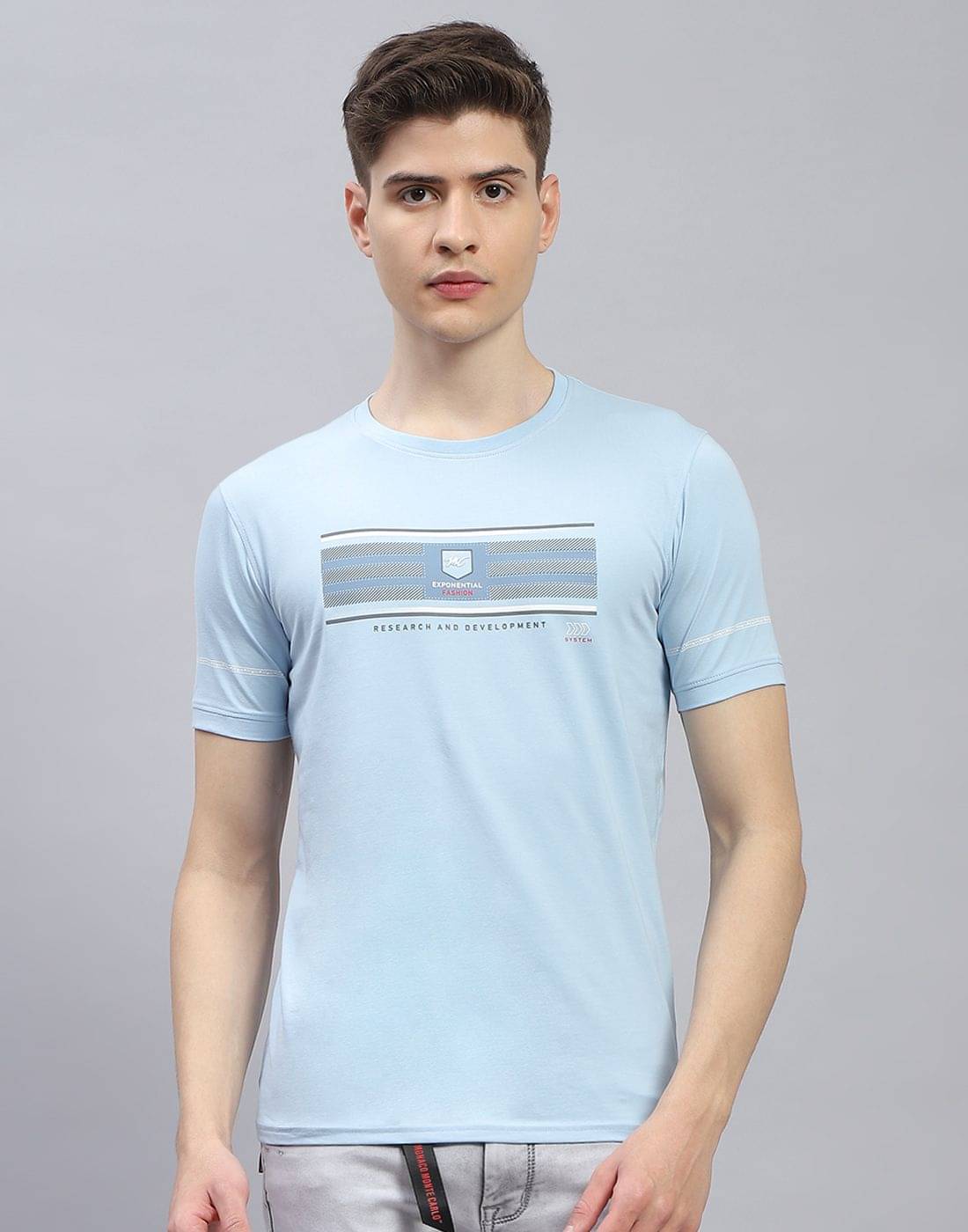 Monte Carlo Pack of 1 Cotton Blend Regular Fit Men's T-Shirt ( Blue ) Monte Carlo Pack of 1 Cotton Blend Regular Fit Men's T-Shirt ( Blue )