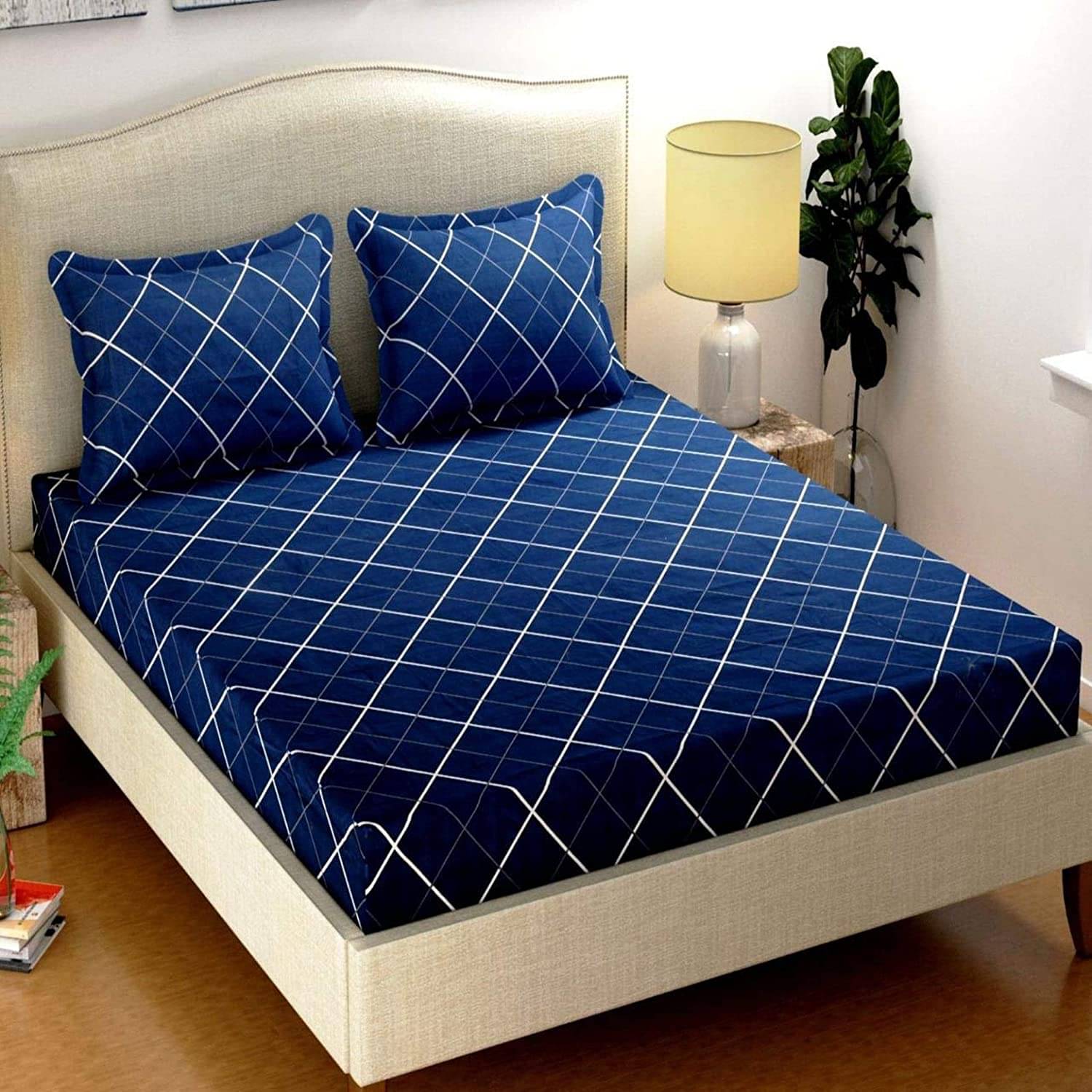 Neekshaa Glace Cotton 1 Double Bedsheet with 2 Pillow Covers ( Blue ) Neekshaa Glace Cotton 1 Double Bedsheet with 2 Pillow Covers ( Blue )