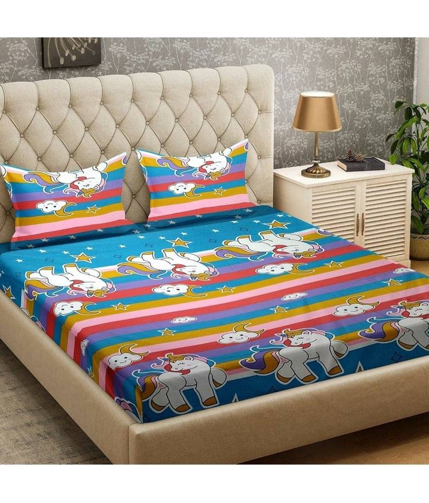     			Neekshaa Glace Cotton 1 Double Bedsheet with 2 Pillow Covers ( Multicolor )