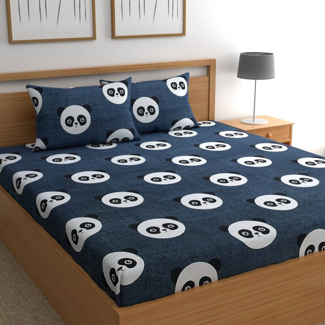     			Neekshaa Glace Cotton 1 Double Bedsheet with 2 Pillow Covers ( Black )