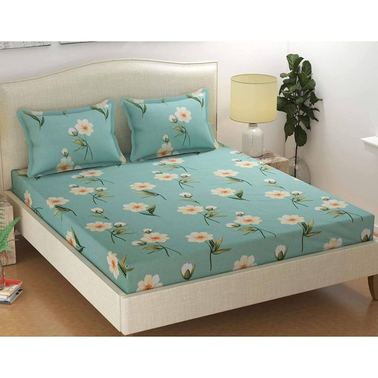     			Neekshaa Glace Cotton 1 Double Bedsheet with 2 Pillow Covers ( Green )