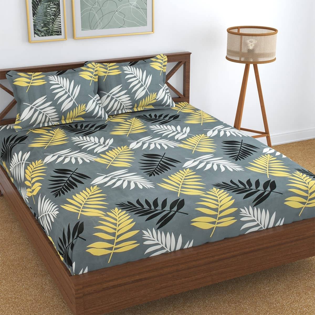     			Neekshaa Glace Cotton 1 Double Bedsheet with 2 Pillow Covers ( Gray )