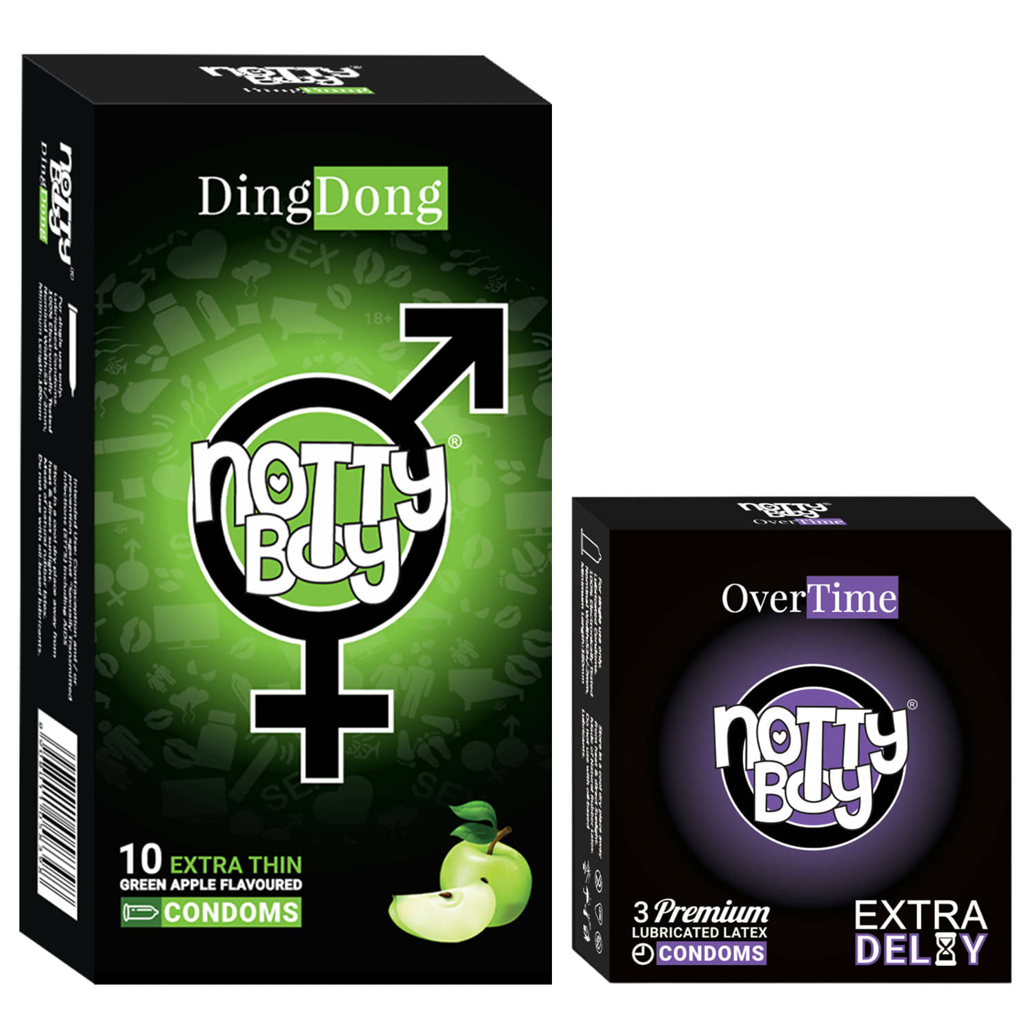 NottyBoy Fruit Flavoured and Over Time Last Time Condoms - (Set of 2, 13 Pieces) NottyBoy Fruit Flavoured and Over Time Last Time Condoms - (Set of 2, 13 Pieces)