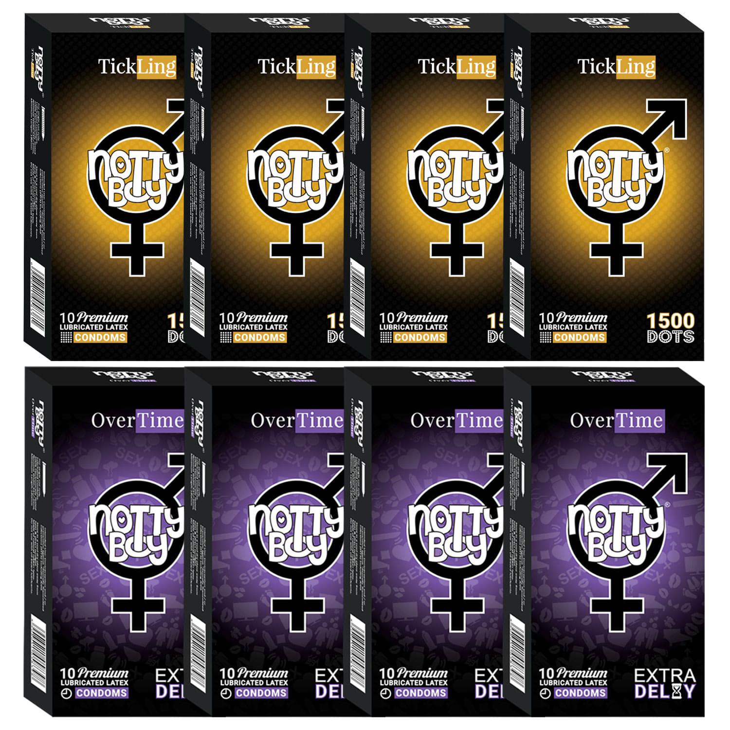 NottyBoy Mixed Pack 1500 Extra Dots and Long Time Condoms For Men - 80 Units NottyBoy Mixed Pack 1500 Extra Dots and Long Time Condoms For Men - 80 Units