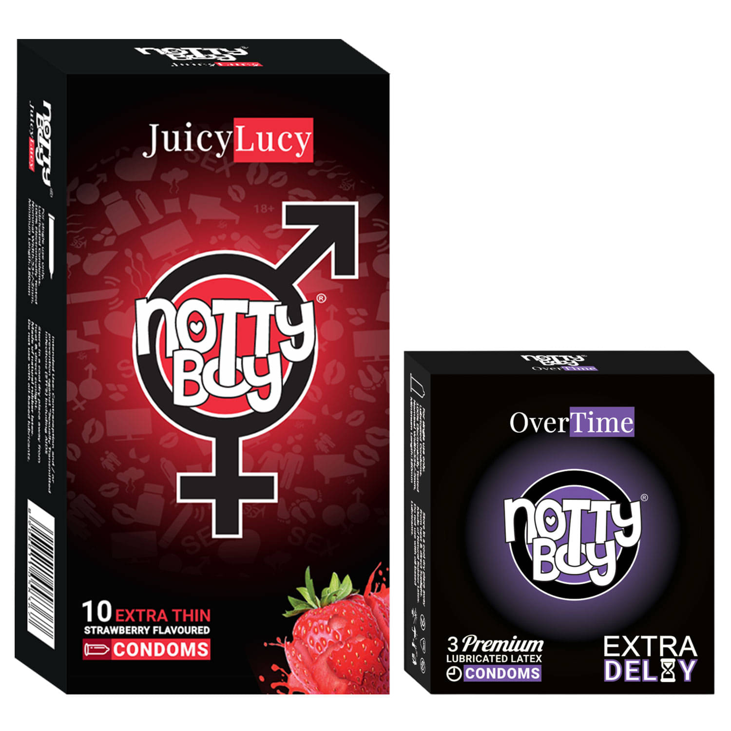     			NottyBoy Strawberry Flavoured and Over Time Long Lasting Condoms - Set of 2, 13 Pieces