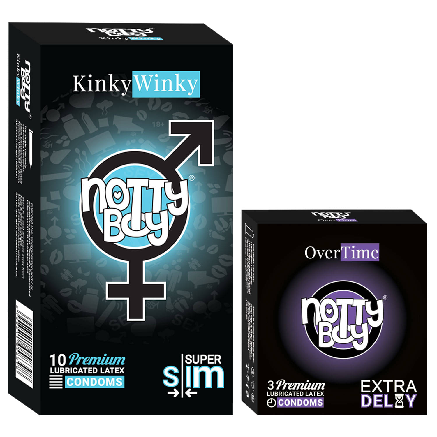 NottyBoy Super Slim Ultra Thin and Extra Delay Extra Time Condoms - ( Set of 2, 13 Pieces) NottyBoy Super Slim Ultra Thin and Extra Delay Extra Time Condoms - ( Set of 2, 13 Pieces)