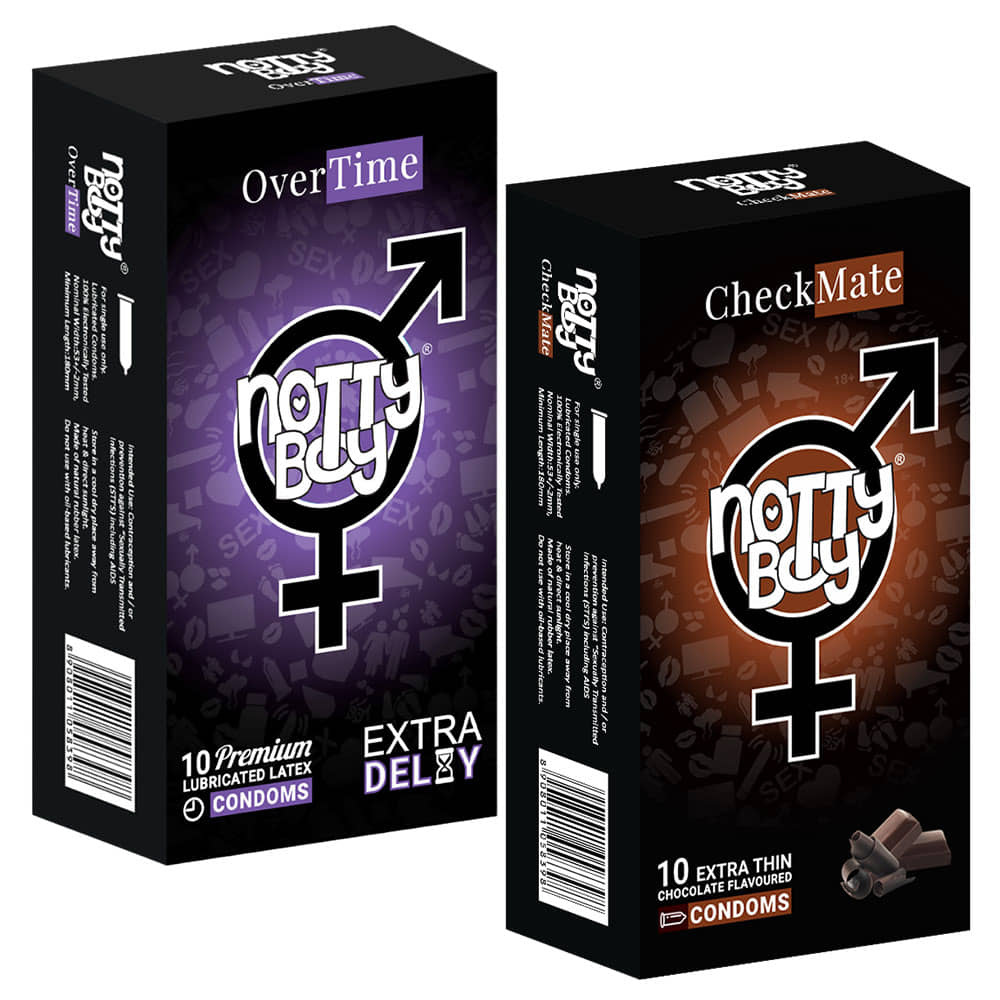 NottyBoy Thin Chocolate Flavoured and Extra Delay Long Lasting Condoms - 20 Units