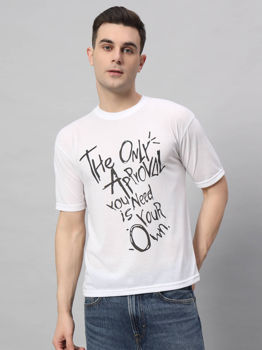 OBAAN Pack of 1 Cotton Blend Regular Fit Men's T-Shirt ( White ) OBAAN Pack of 1 Cotton Blend Regular Fit Men's T-Shirt ( White )