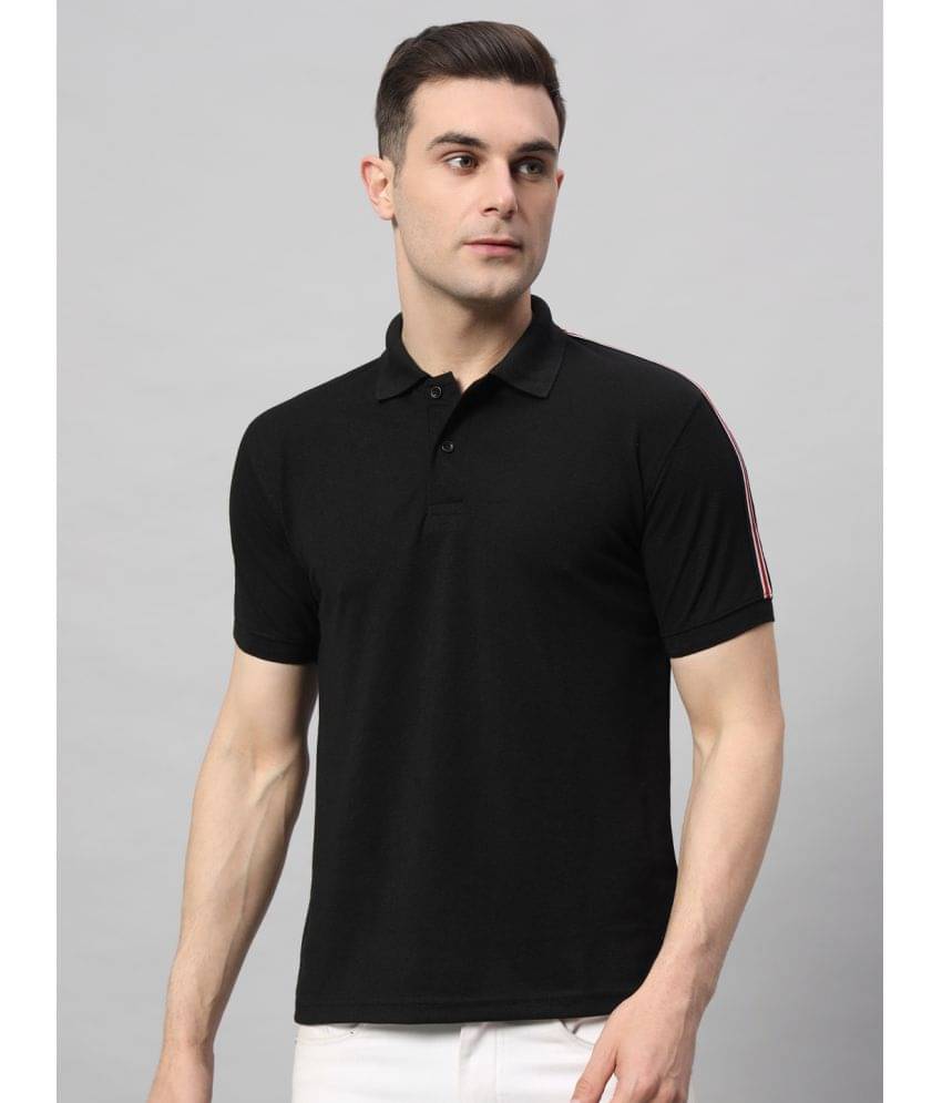     			OBAAN Pack of 1 Cotton Blend Regular Fit Solid Half Sleeves Men's Polo T Shirt ( Black )