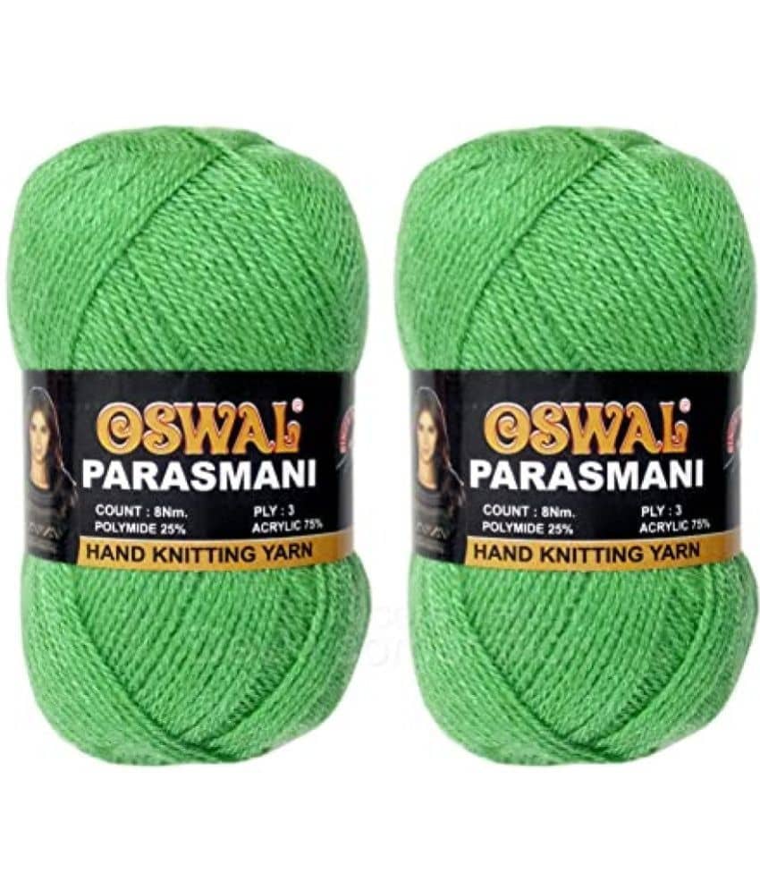 Oswal PARASMANI Hand Knitting Yarn/Wool/Woollen/Thread, Pack of 2 Balls of SURF Green Color . Each BALL-100 gm . SHADE-OP41.200
