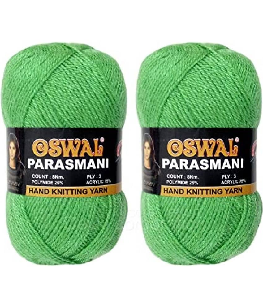 Oswal PARASMANI Hand Knitting Yarn/Wool/Woollen/Thread, Pack of 2 Balls of SURF Green Color . Each BALL-100 gm . SHADE-OP41.200 - Stationery | Buy online on ZillyBuy