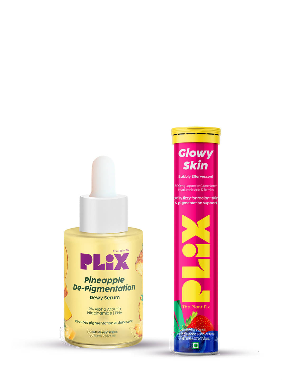 Plix Glutathione Skin Glow 15 Effervescent Tablets and Pineapple Serum Combo Unisex(Pack of 2) Plix Glutathione Skin Glow 15 Effervescent Tablets and Pineapple Serum Combo Unisex(Pack of 2)