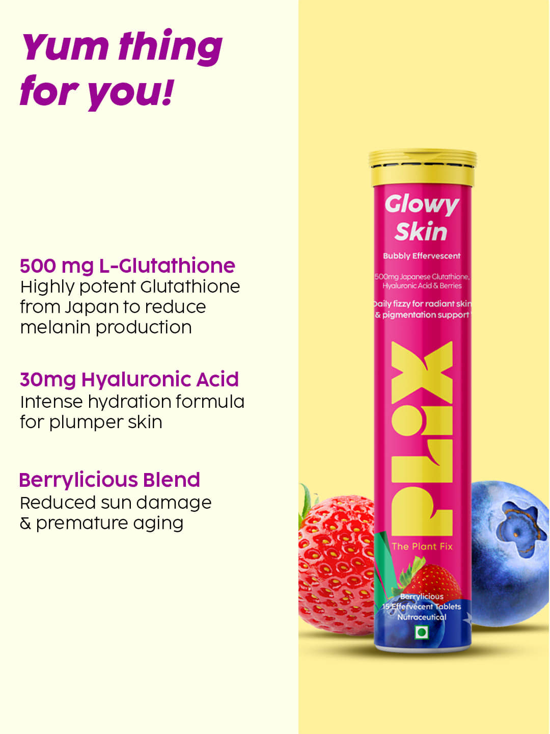 glutathione reduces inflammation Buy Plix Glutathione Skin Tablets With L-Glutathione & Vitamin C main image 1