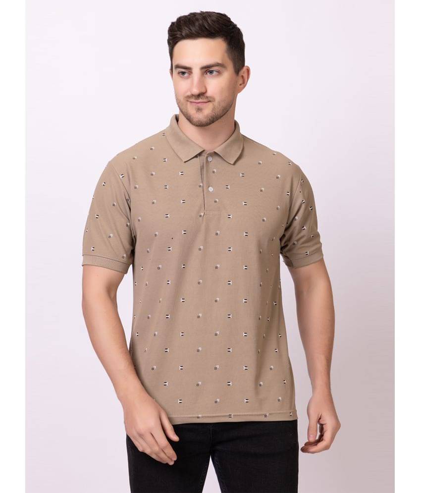 SEVEN DREAMS Pack of 1 Cotton Blend Regular Fit Printed Half Sleeves Men's Polo T Shirt ( Brown ) SEVEN DREAMS Pack of 1 Cotton Blend Regular Fit Printed Half Sleeves Men's Polo T Shirt ( Brown )
