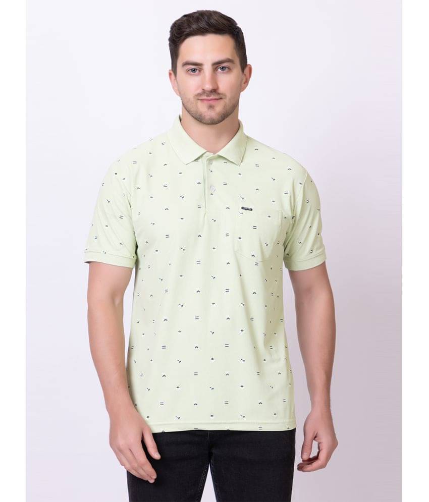     			SEVEN DREAMS Pack of 1 Cotton Blend Regular Fit Printed Half Sleeves Men's Polo T Shirt ( Green )