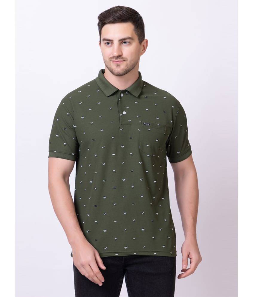 SEVEN DREAMS Pack of 1 Cotton Blend Regular Fit Printed Half Sleeves Men's Polo T Shirt ( Dark Green ) SEVEN DREAMS Pack of 1 Cotton Blend Regular Fit Printed Half Sleeves Men's Polo T Shirt ( Dark Green )