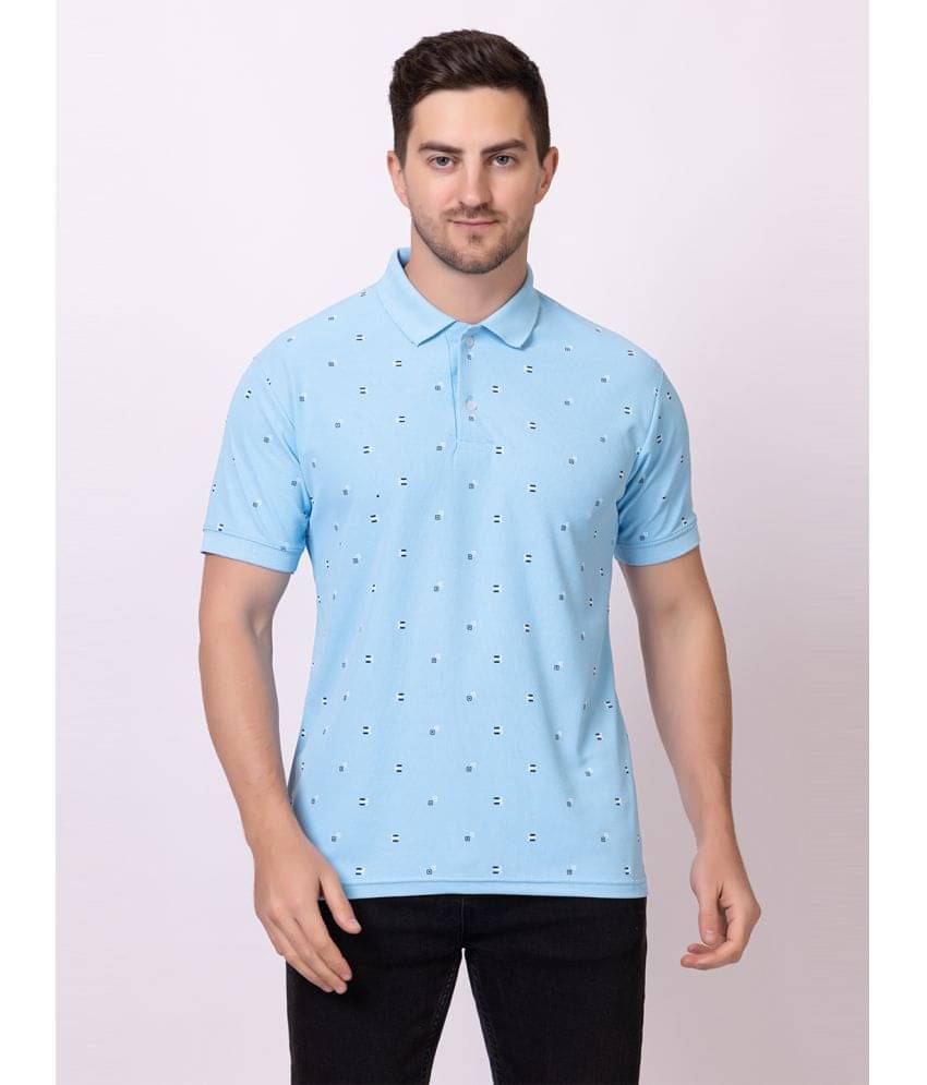 SEVEN DREAMS Pack of 1 Cotton Blend Regular Fit Printed Half Sleeves Men's Polo T Shirt ( Blue ) SEVEN DREAMS Pack of 1 Cotton Blend Regular Fit Printed Half Sleeves Men's Polo T Shirt ( Blue )