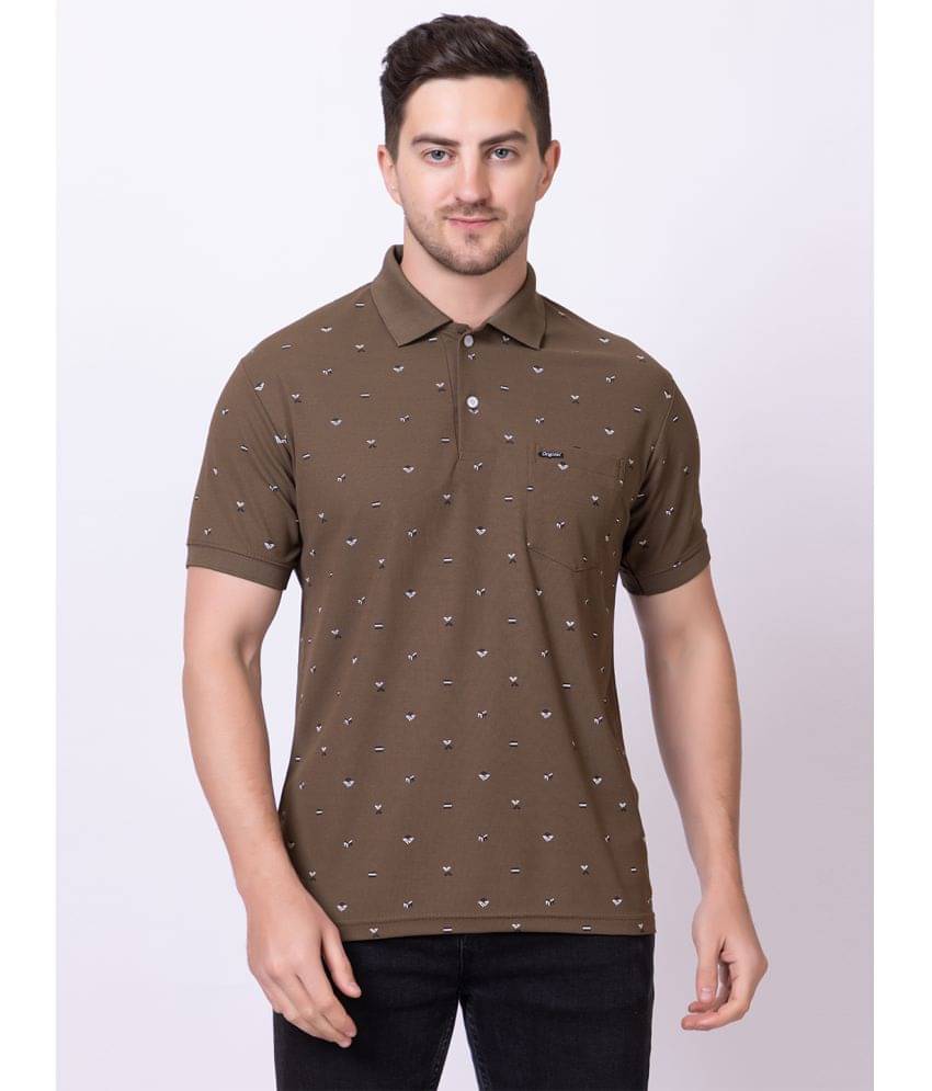 SEVEN DREAMS Pack of 1 Cotton Blend Regular Fit Printed Half Sleeves Men's Polo T Shirt ( Brown ) SEVEN DREAMS Pack of 1 Cotton Blend Regular Fit Printed Half Sleeves Men's Polo T Shirt ( Brown )