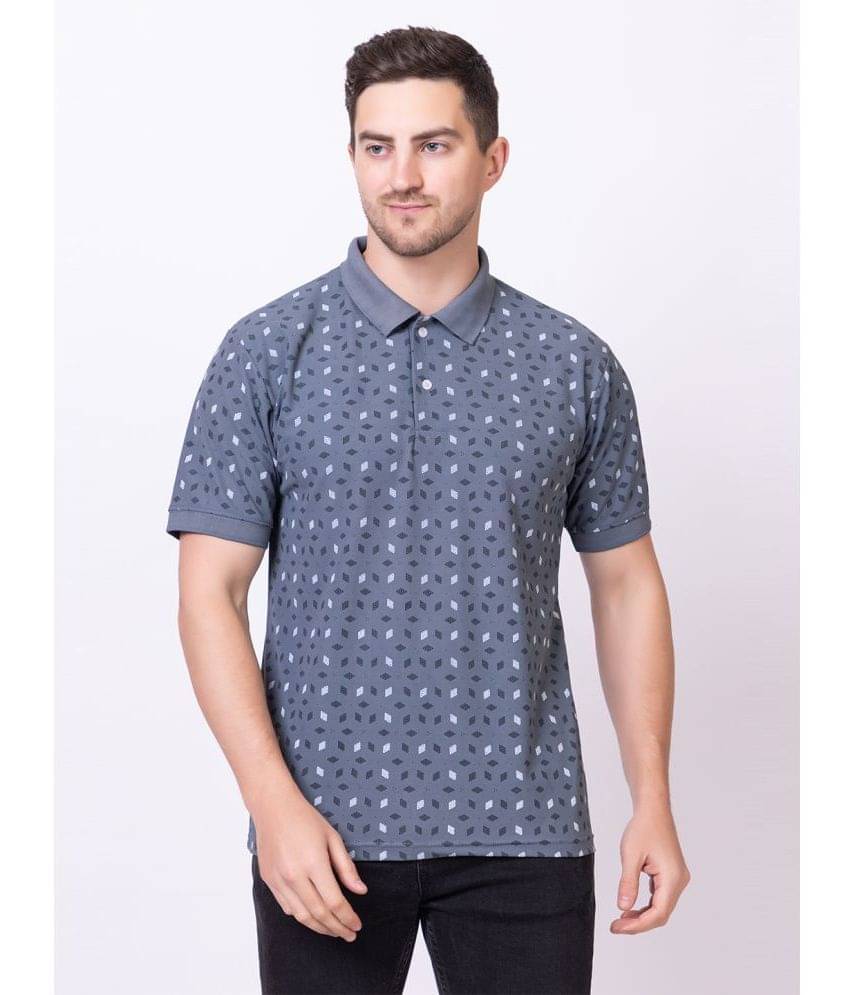     			SEVEN DREAMS Pack of 1 Cotton Blend Regular Fit Printed Half Sleeves Men's Polo T Shirt ( Grey )