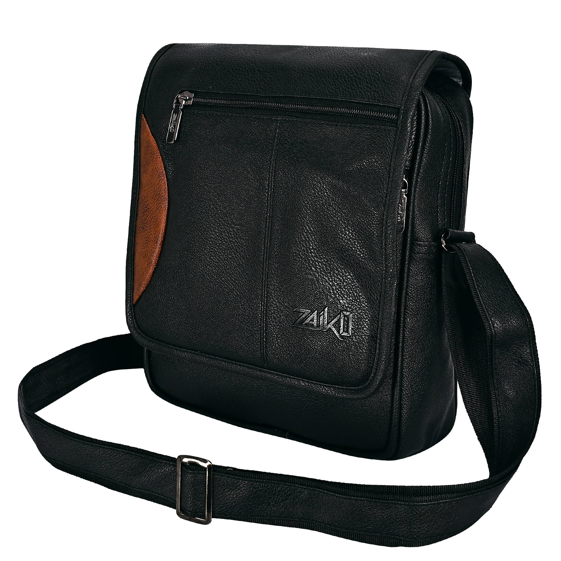     			ZAIKO BAGS Black Solid Messenger Bag