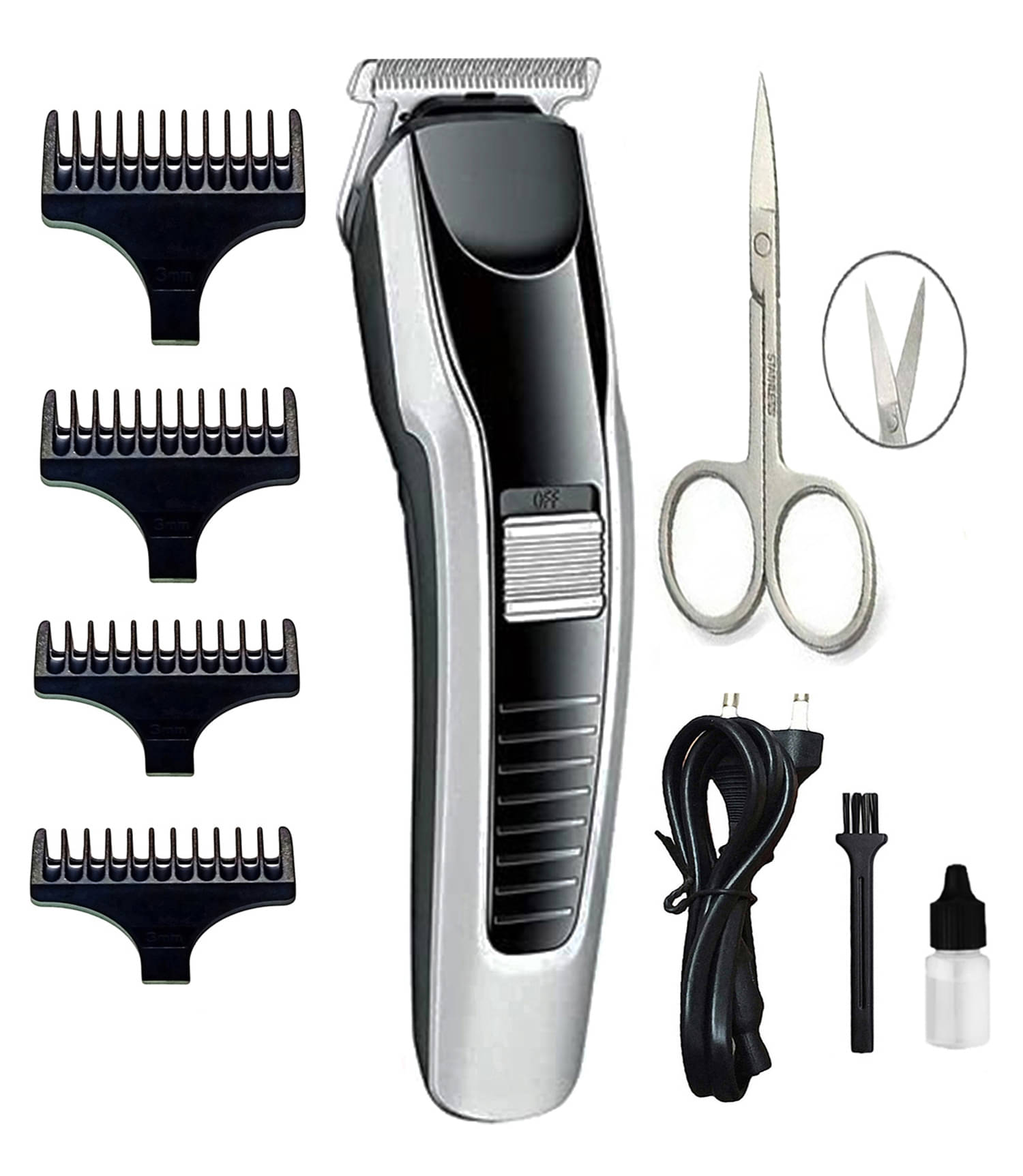     			geemy Professional Silver Cordless Beard Trimmer With 60 minutes Runtime