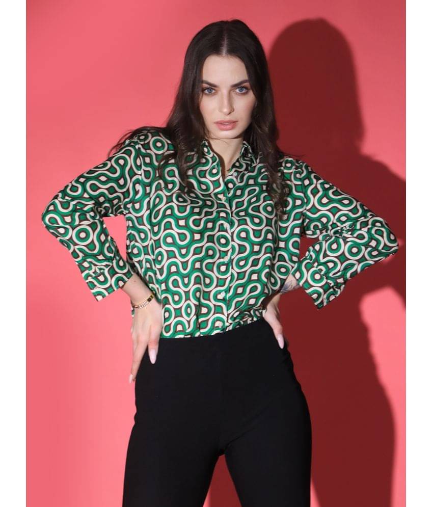 qrosh Women Self Design Cotton Blend Shirt ( Green )     			qrosh Women Self Design Cotton Blend Shirt ( Green )