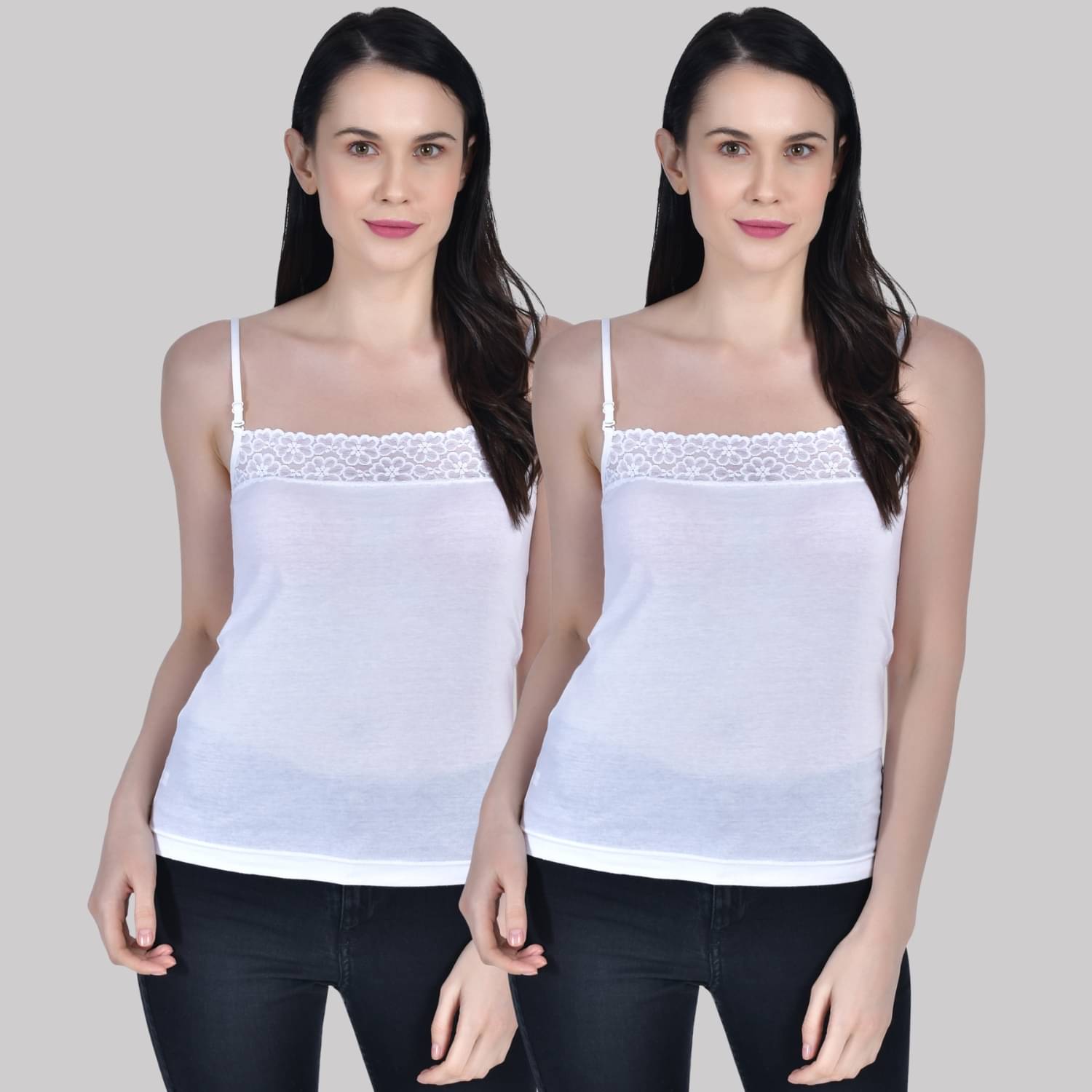 AIMLY Adjustable Strap Cotton Slip - White Pack of 2 AIMLY Adjustable Strap Cotton Slip - White Pack of 2