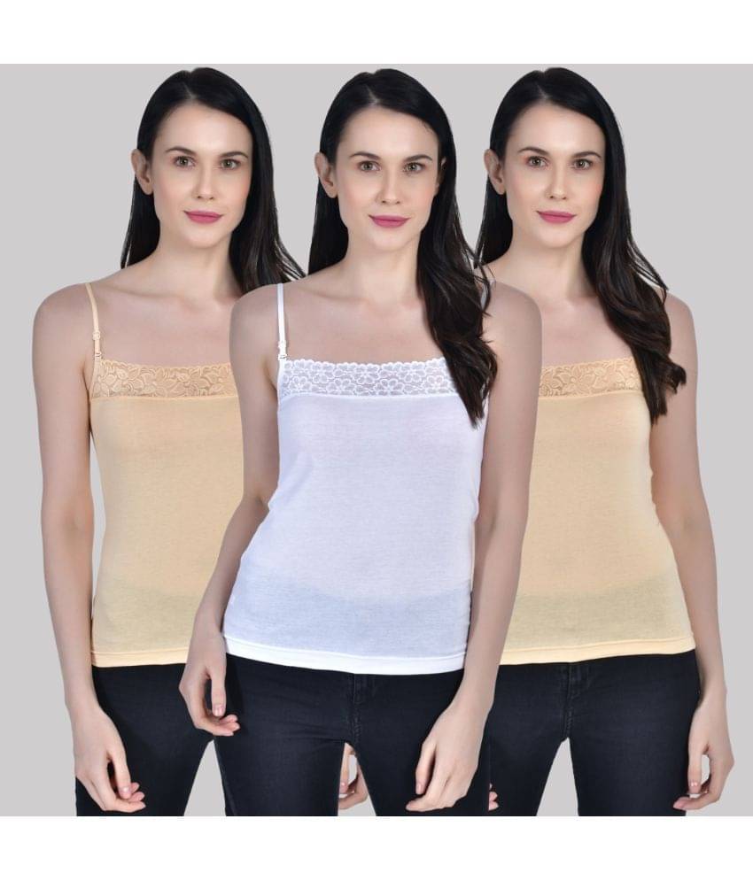     			AIMLY Adjustable Strap  Cotton Slip - Beige Pack of 3